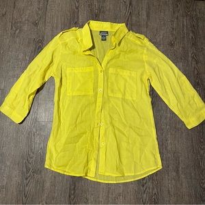 Sheer Yellow Button Down Shirt
